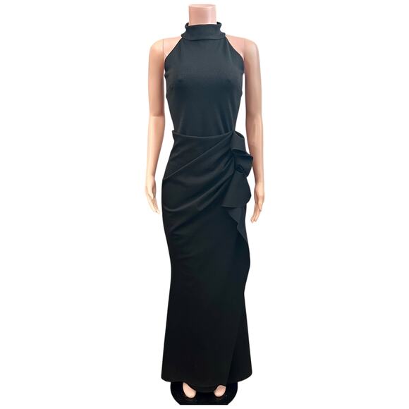 Chiara Boni La Petite Robe Black Halter Evening Gown Dress IT Size 48 US 12 - Picture 1 of 9